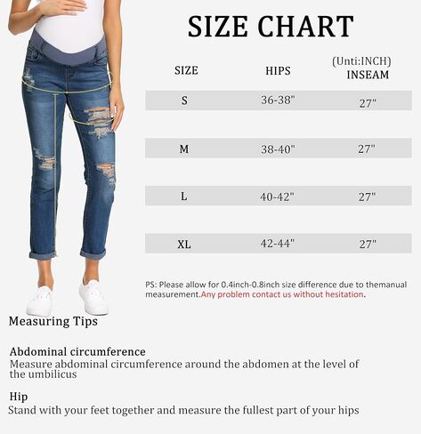 Foucome Women's Maternity Boyfriend Jeans Stretch Ripped Jeans with Pockets in Saudi Arabia