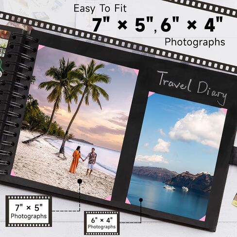 Jutieuo 8.5x5.9 بوصة ألبوم صور القصاصات مع مجموعة ملحقات DIY - 60 صفحة ورق كرافت أسود DIY ألبوم قصاصات يدوي الصنع للذكرى السنوية وحفلات الزفاف والتخرج والسفر وذاكرة الحب سجل القصاصات الصغير in Kuwait