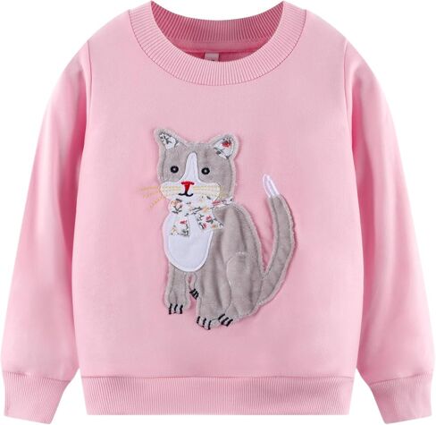 Little Girls Sweatshirts Cotton Long Sleeve Crewneck Pullover Toddler Kids Winter Warm Shirt Sweater Tops 2t-8t in Kuwait