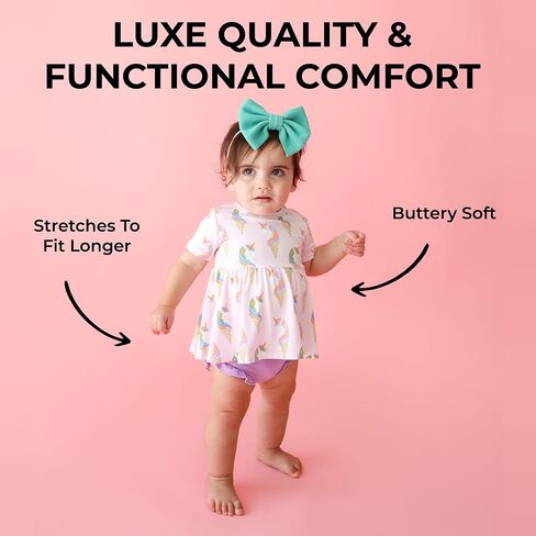 Posh Peanut Two Piece Set - Short Sleeve Peplum Top & Shorts Set - Breathable Viscose from Bamboo Baby Girl Outfits in Kuwait