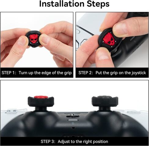 قبعات GeekShare Thumb Grip لعصا التحكم على سطح البخار، مجموعة غطاء أعواد الإبهام المصنوعة من السيليكون الناعم المضادة للانزلاق متوافقة مع سطح البخار فقط - زوجان/4 قطع (أسود وأحمر) in Saudi Arabia