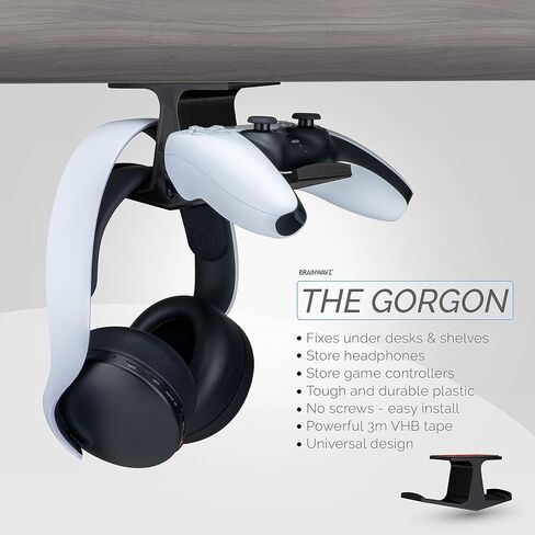 BRAINWAVZ The Vulcan - Under Desk Gamepad Controller & Headphone Hanger Holder Stand - Designed for Xbox ONE, PS4, PS3, PS5, Dualshock, Switch, PC, Steelseries, Steam & More in Kuwait