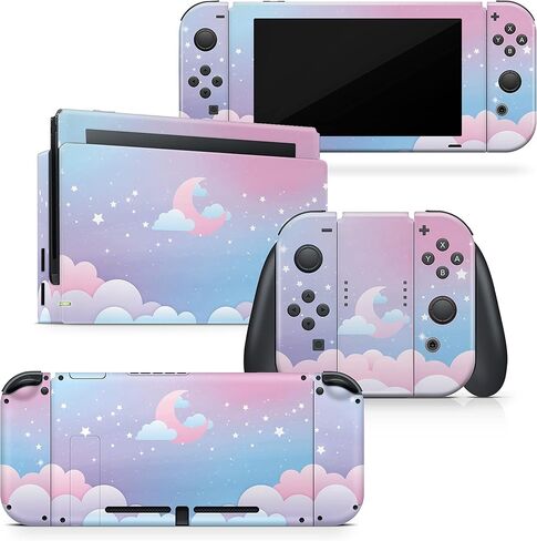 TACKY DESIGN Clouds Skin Compatible with Nintendo Switch Skins Decal, Stickers Blue Pastel Starry Sky Vinyl 3M Moon Full wrap Cover in Kuwait
