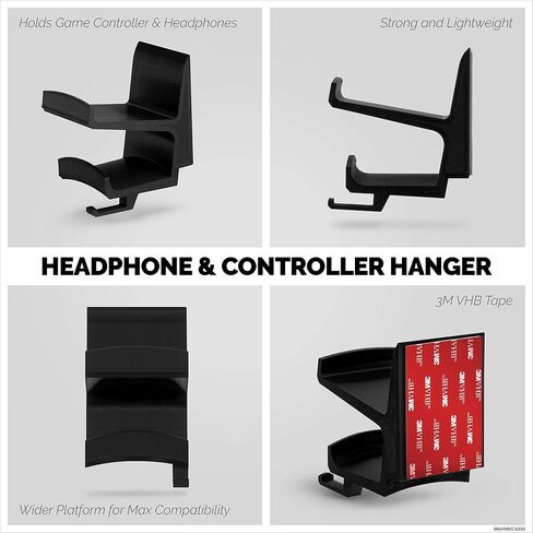 BRAINWAVZ The Titan - Desktop Gamepad Controller & Headphone Hanger Holder - Designed for Xbox ONE, PS4, PS3, Dualshock, Switch, PC, Steelseries, Steam & More, Reduce Clutter, Black in Kuwait