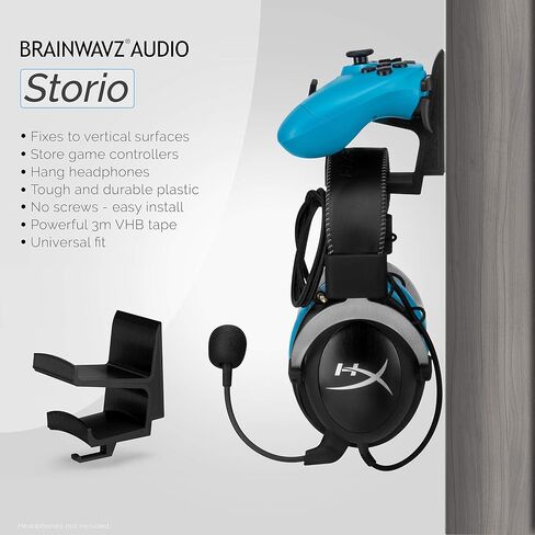 BRAINWAVZ The Titan - Desktop Gamepad Controller & Headphone Hanger Holder - Designed for Xbox ONE, PS4, PS3, Dualshock, Switch, PC, Steelseries, Steam & More, Reduce Clutter, Black in Kuwait