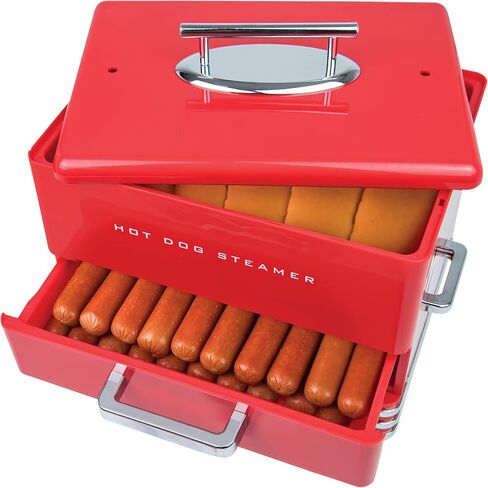 Nostalgia Oscar Mayer Diner-Style Hot Dog Steamer and Bun Warmer, 8 Hot Dog and 4 Bun Capacity, Steam Bratwursts, Sausages, Vegetables, Fish, Dumplings, Yellow in Saudi Arabia