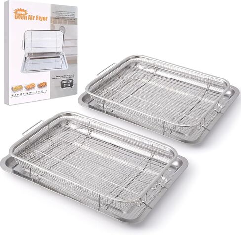 Air Fryer Basket for Oven, 2 Pack Stainless Steel Crisper Basket & Tray in Kuwait
