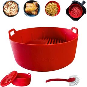 MiKapana Air fryer silicone Liners for Air Fryer Basket with Sturdy Strong Removable Bottom Food Safe Air Fryer Accessories Replacement of Air Fryer Parchment Paper Liners Size 7.5"/19 cm Grey