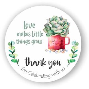 Love Makes Little Things Grow Party Favors Stickers - Succulent Baby Shower labels - Wedding Favor labels - Driving by Birthday Party Favor Stickers - Set of 40 stickers