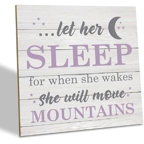 Nursery Decor, Wood Plaque Table Art Sign 6.2 * 6.2inch, Funny Nursery Decor for Girl, Nursery Quote Art, Decorative Desk Sign, Daughter Bedroom Decor, And Though She Be But Little... She is Fierce
