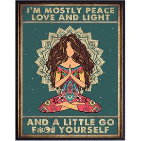 I'm mostly Peace Love and Light - Boho Art - Zen Meditation Room Decor - New Age Yoga Gifts for Women - Inspirational Hippie Wall Art Decorations - Spiritual Motivational Bohemian Funny Quotes Poster in Saudi Arabia