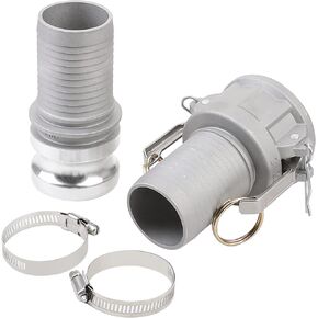 HOOTSUM Camlock Fittings Type C 1" Female Camlock x 1" Hose Shank, 2 PCS Aluminum Cam and Groove Hose Fittings with Seal Tape