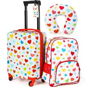 emissary Kids Luggage With Wheels For Girls, 3 piece luggage set, childrens luggage for girls with wheels, kids suitcases with wheels for girls, toddler suitcase for girls, travel luggage for kids