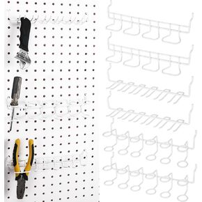 6 Pieces Pegboard Screwdriver Holders Organizer Pegboard Plier Holders Stainless Steel Peg Board Tool Utility Hooks Accessories Shelving Display Multi-Ring Tool Organizer Racks for Shop Store (Black)