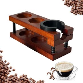 4-in-1 Wooden Espresso Knock Box for 51-58mm Espresso Accessories, Durable Multi Function Tamping Station for Hygienic Knocking, Store Your Tamper, Distributor, Portafilter, and Spent Coffee Grounds