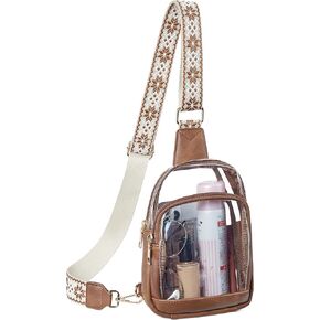 Telena Clear Sling Bag, Clear Fanny Pack Stadium Approved Crossbody Bag Purses for Women Heavy Duty Transparent Chest Bag with Adjustable Strap