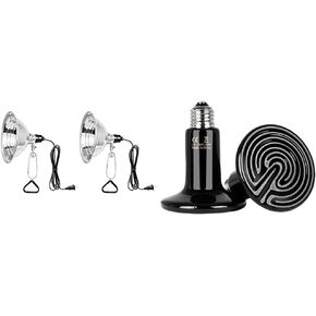 Simple Deluxe Clamp Lamp Light with 8.5 Inch Adjustable Aluminum Reflector and 6 Feet Cord, up to 150W E26 Socket (no Bulb Included), Silver and Black, 2 Pack