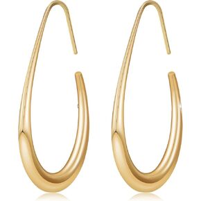 DAZLIME Hoop Earrings for Women,14k Gold Teardrop Earrings Geometric Vintage Style, earrings for Women Trendy Earrings for Sensitive Ears Hypoallergenic,Big Hoop Earrings Simple and Refined for Her
