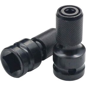 DCA 2PCS 1/2 inch Square Drive to 1/4 inch Hex Female Socket Adapter Converter Chuck Adapter for Impact Air and Electric Wrench