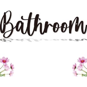 Bathroom Decor Bathroom Metal Sign Plaque Wall Arts Decorations Cutout Farmhouse Sign For Bathroom Dressing Room(Black)