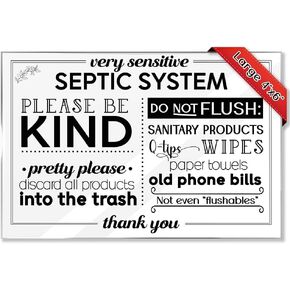 Airbnb Essentials for Hosts - Sensitive Septic System Sign - Flush Only Toilet Paper Sign - Clean 4"x6" Acrylic Sign w/Mounting Tape - Do Not Flush Sign for Bathroom - Septic Sign for Bathroom