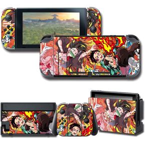 GilGames Vinyl Skin Decals Cover for Nintendo Switch, Full Set Protector Wrap Game Stickers Joint Protective Faceplate Red Console Dock