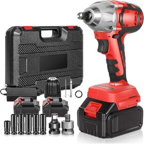 GYZJ 𝐂𝐨𝐫𝐝𝐥𝐞𝐬𝐬 𝐑𝐚𝐭𝐜𝐡𝐞𝐭 𝐖𝐫𝐞𝐧𝐜𝐡 𝟑/𝟖" Electric Wrenches Set 𝟒𝟓 𝐍.𝐦 400RPM Power 𝟏𝟐𝐕 1300mAh, 2 Sockets (𝟏𝟎𝐦𝐦 𝟏𝟐𝐦𝐦) And Charger Trigger Angle Tool (6 Sets)