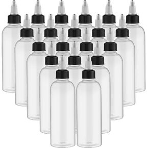 Tanlade 200 Pcs 2 oz Squeeze Bottles Dispensing Boston Plastic Bottles Empty Round Applicator Bottle with Twist Top Caps for Hair Oil Paint Liquids Glue Tattoo Ink Condiment Crafts Household Kitchen