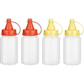 WXOIEOD 4 Pieces Mini Condiment Bottles, 30ml Samll Ketchup and Mustard Bottle, Tiny Condiment Squeeze Bottles for Kids Lunch Box Accessories, Plastic Salad Dressing Oil Dispenser Containers