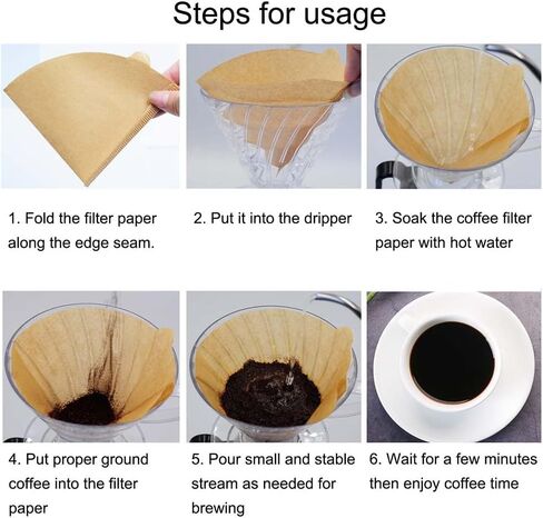 Cone Coffee Filters Size 02, 100 Count 1-4 Cups Unbleached Natural Brown V02 Disposable Coffee Filter Paper, Compatible with V60 and Conical Shaped Pour Over Coffee Dripper and Drip Coffee Maker in Kuwait