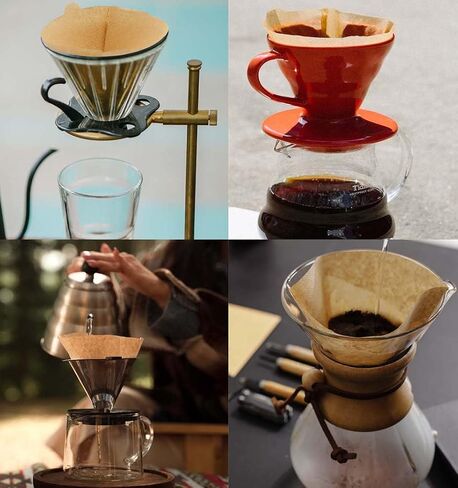 Cone Coffee Filters Size 02, 100 Count 1-4 Cups Unbleached Natural Brown V02 Disposable Coffee Filter Paper, Compatible with V60 and Conical Shaped Pour Over Coffee Dripper and Drip Coffee Maker in Kuwait