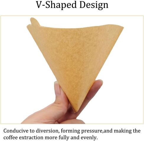 Cone Coffee Filters Size 02, 100 Count 1-4 Cups Unbleached Natural Brown V02 Disposable Coffee Filter Paper, Compatible with V60 and Conical Shaped Pour Over Coffee Dripper and Drip Coffee Maker in Kuwait