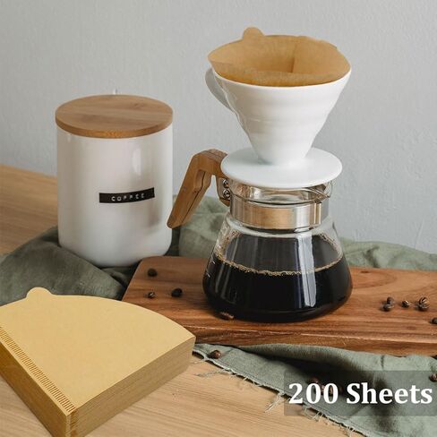 Cone Coffee Filters Size 02, 100 Count 1-4 Cups Unbleached Natural Brown V02 Disposable Coffee Filter Paper, Compatible with V60 and Conical Shaped Pour Over Coffee Dripper and Drip Coffee Maker in Kuwait