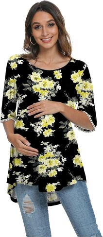 Xpenyo Maternity Tops Shirts Cute Lace Bell Sleeve Pregnancy Tunics T-Shirt Tee in Saudi Arabia
