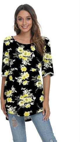 Xpenyo Maternity Tops Shirts Cute Lace Bell Sleeve Pregnancy Tunics T-Shirt Tee in Saudi Arabia