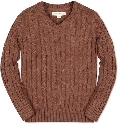 Hope & Henry Boys' Long Sleeve Fine Gauge V-Neck Sweater in Kuwait