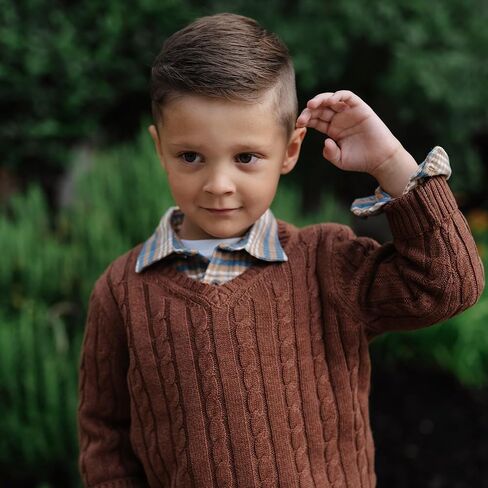 Hope & Henry Boys' Long Sleeve Fine Gauge V-Neck Sweater in Kuwait