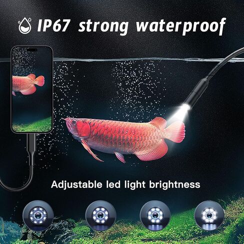 كاميرا المنظار مع ضوء، كاميرا فحص بوريسكوب عالية الدقة 1920 بكسل على شكل ثعبان مع 8 مصابيح LED قابلة للتعديل، وسلك شبه صلب بطول 16.4 قدم، وكاميرا فحص مقاومة للماء IP67 مقاس 7.9 مم لأجهزة Android وiOS in Kuwait