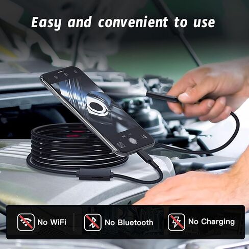 كاميرا المنظار مع ضوء، كاميرا فحص بوريسكوب عالية الدقة 1920 بكسل على شكل ثعبان مع 8 مصابيح LED قابلة للتعديل، وسلك شبه صلب بطول 16.4 قدم، وكاميرا فحص مقاومة للماء IP67 مقاس 7.9 مم لأجهزة Android وiOS in Kuwait