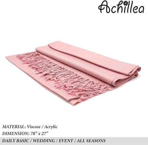 وشاح ملفوف من الباشمينا الحريري الناعم الكبير من Achillea بألوان ثابتة in Kuwait