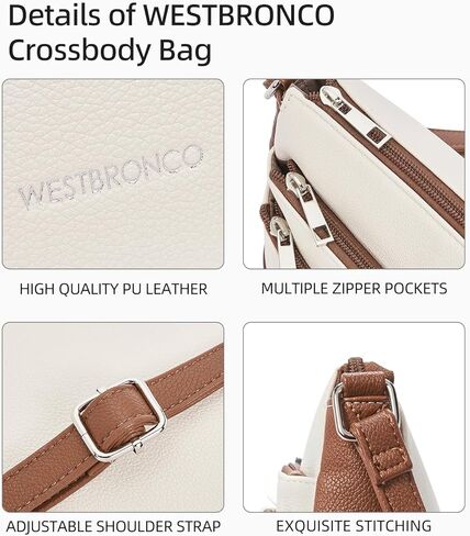 WESTBRONCO Crossbody Bags for Women, Medium Size Shoulder Handbags, Wallet Satchel Purse with Multi Zipper Pocket in Kuwait