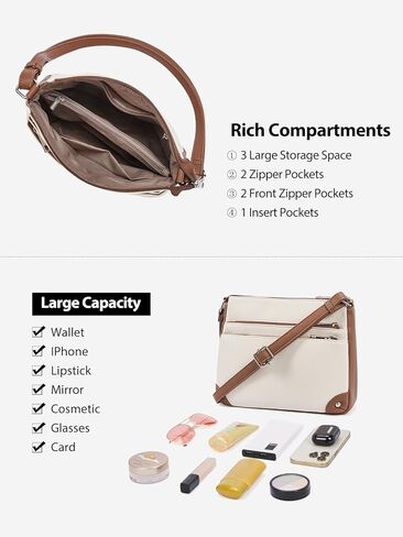 WESTBRONCO Crossbody Bags for Women, Medium Size Shoulder Handbags, Wallet Satchel Purse with Multi Zipper Pocket in Kuwait