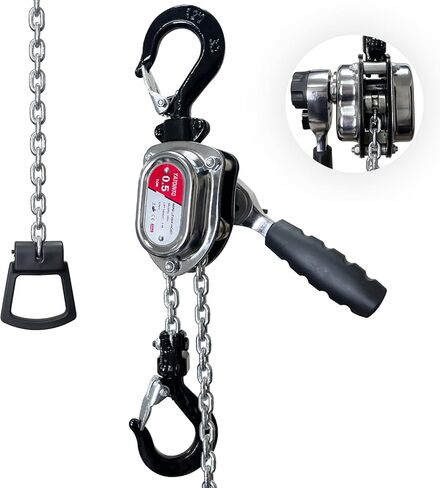 YATOINTO Mini Manual Lever Block 1/2 Ton 1100lbs, Come Along Manual Chain Hoist, 1.5M 5FT Steel G80 Puller Hoist, with Hook for Building (Chrome) in Saudi Arabia
