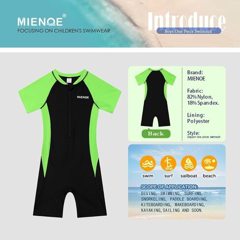 بدلة سباحة للأولاد من MIENOE قطعة واحدة بدلة سباحة للأطفال للأولاد رياضية مائية قصيرة بعامل حماية من أشعة الشمس 50+ ملابس سباحة للحماية من الشمس in Kuwait