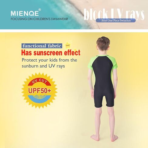 بدلة سباحة للأولاد من MIENOE قطعة واحدة بدلة سباحة للأطفال للأولاد رياضية مائية قصيرة بعامل حماية من أشعة الشمس 50+ ملابس سباحة للحماية من الشمس in Kuwait