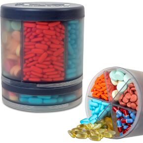 Monster Supplement Medicine Pill Organizer Dispenser, 7 Compartments and Labels, EZ Open Bottle, Extra Large Holder Fits a Month Plus of Almost Any Vitamin or Medication, Includes Premium Medisafe App
