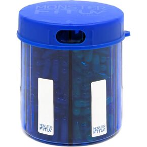 Monster Supplement Medicine Pill Organizer Dispenser, 7 Compartments and Labels, EZ Open Bottle, Extra Large Holder Fits a Month Plus of Almost Any Vitamin or Medication, Includes Premium Medisafe App