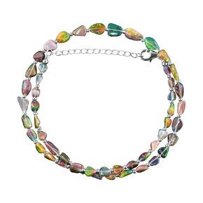 OdrillionGems 100% Genuine Ethiopian Black Opal Gemstones Choker Necklace, Opal Nuggets Beads, 925 Sterling Silver, Healing Crystals, Handmade, Adjustable, Women Jewelry, Christmas Gifts, Size 18"