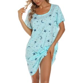 ENJOYNIGHT Women's Sleepwear Cotton Sleep Tee Short Sleeves Print Sleepshirt