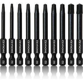 SHAOHUA 6PCS 4 In/100mm Long Square Head Screwdriver Bit Set, SQ0/1/2/3/4 Hex Shank Square Drill Bit Set, 1/4" Hex Head Magnetic Square Drive Bits Set for Power Screwdriver Drill Impact Driver